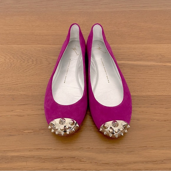 Giuseppe Zanotti Malika Spiked Toecap Suede Ballet Flats IT39 - Picture 2 of 12